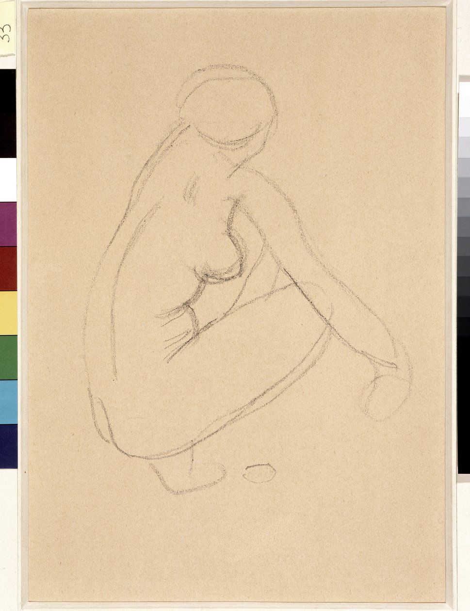 Naked Squat. Drawing by Aristide Maillol (1861-1944). Pencil on paper. Dim: 32x23cm. Musee Cantini, Marseille by Aristide Maillol