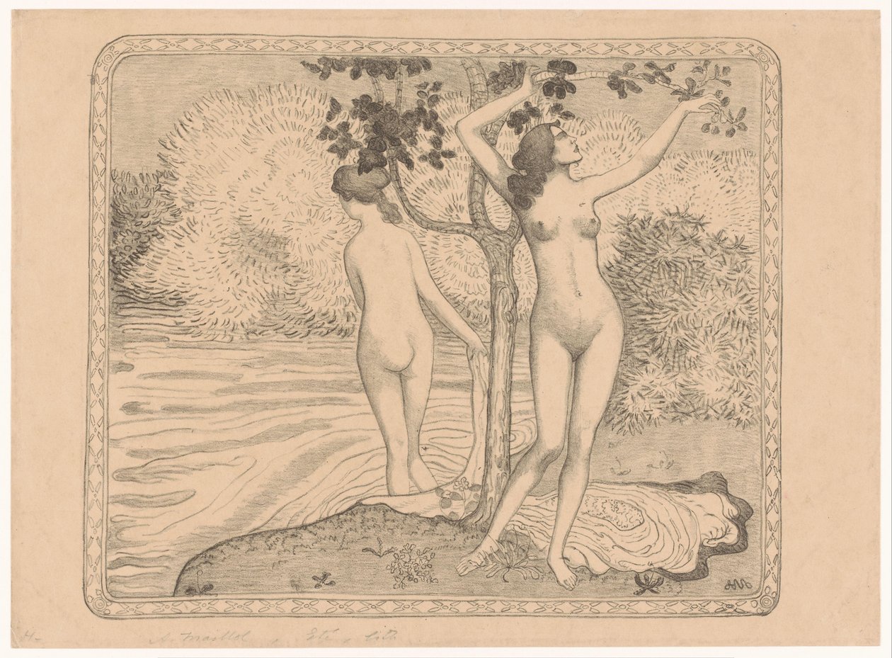Two Bathing Women Under a Tree by the Water (Deux baigneuses nues sous un arbre au bord de l