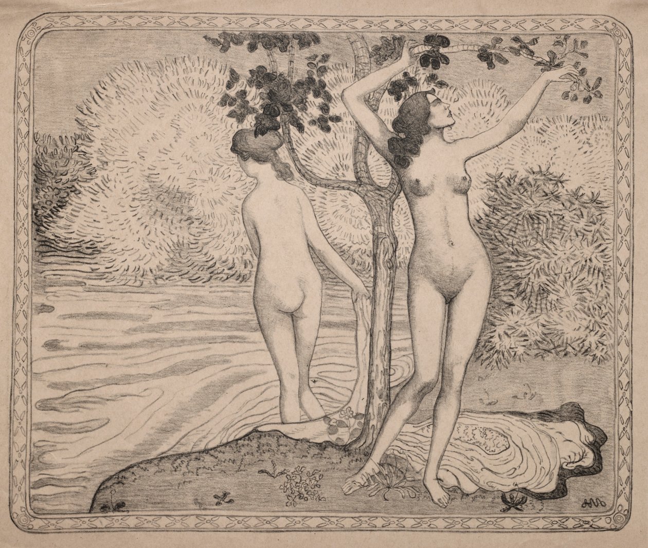 Two Bathers under a Tree at the Water