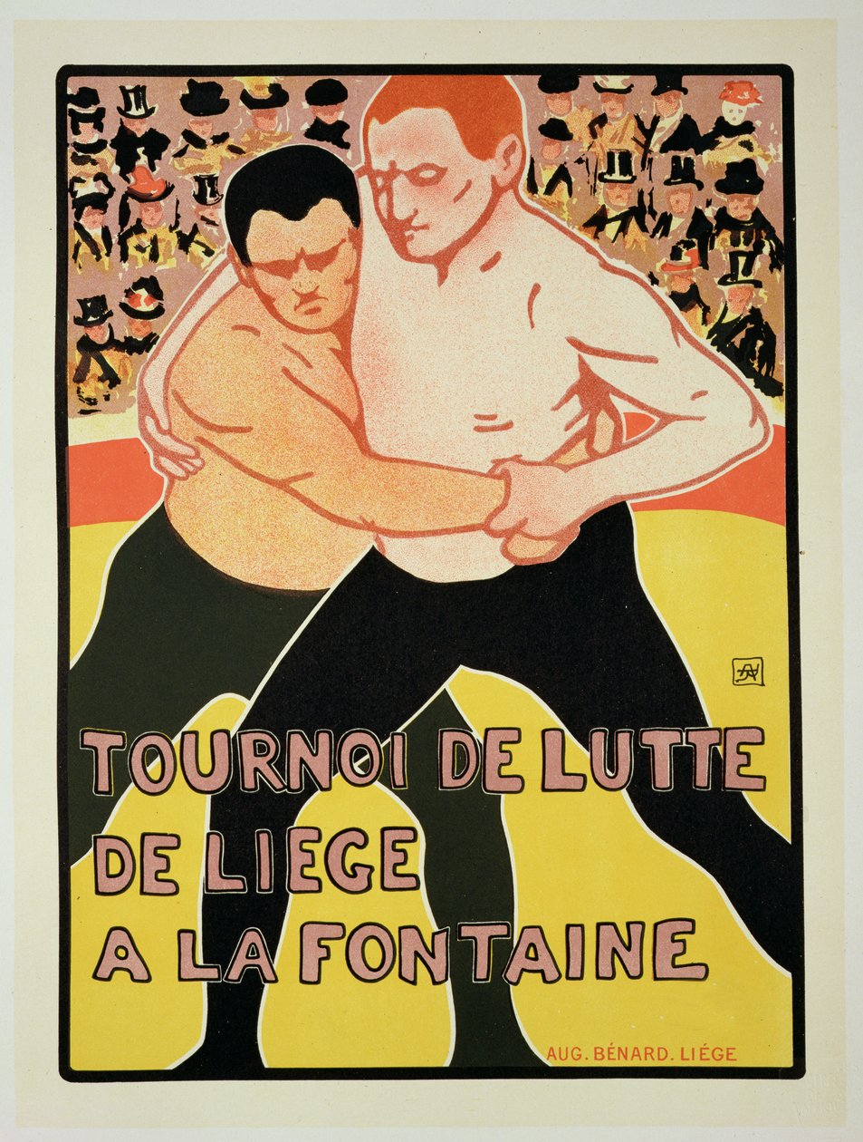Reproduction of a Poster Advertising a Wrestling Tournament, at The Fountain, Liege, Belgium by Armand Rossenfosse