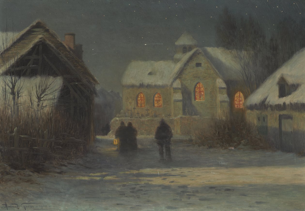 Midnight Mass, Christmas Night in Bertincourt, Champagne by Armand Guery