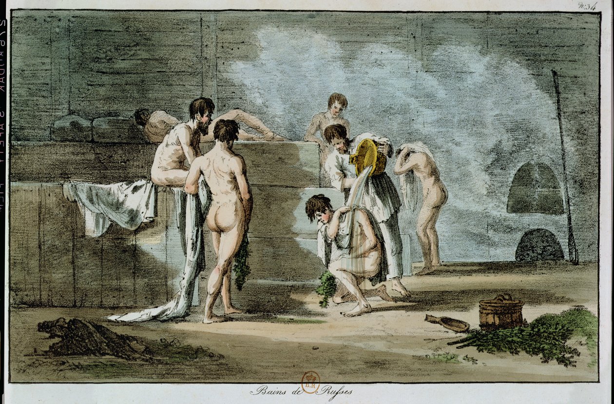 Russian Men in a Sauna, from Moeurs et Coutumes Russes by Armand Gustave Houbigant