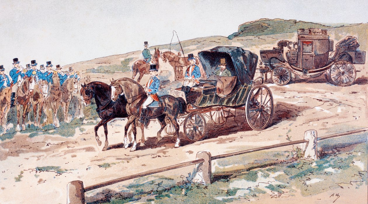A Postillion Mounted on a Carriage Horse, 19th Century, 1886 by Armand Jean Heins