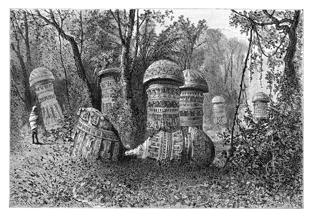 Ruins of an Ahom temple, Dinajpur, Upper Assam, India, 1895 by Armand Kohl