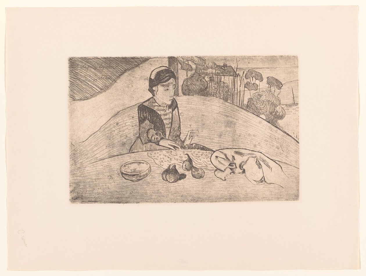 Breton Peasant Woman at the Table by Armand Seguin (possibly)