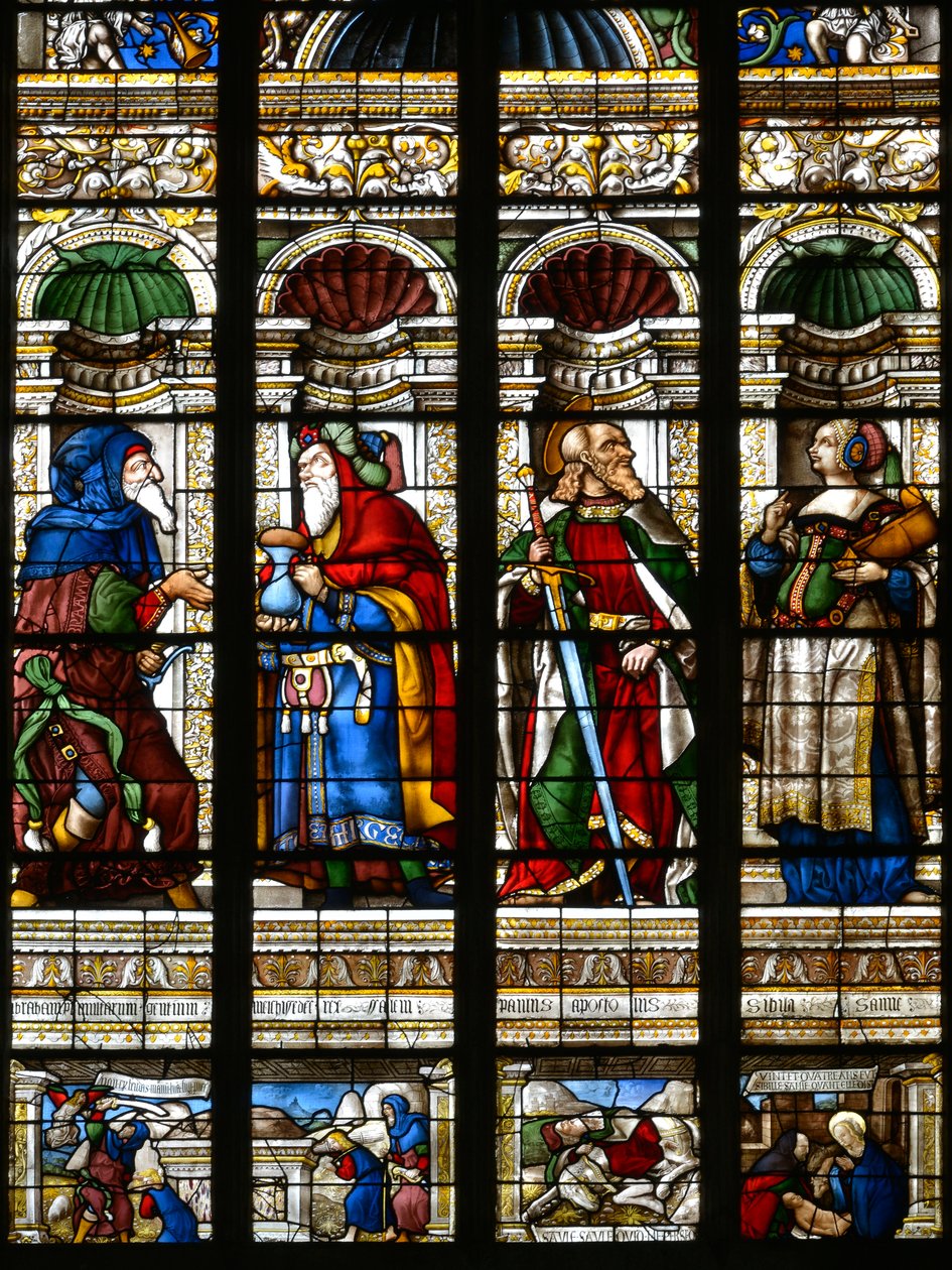 Abraham, Melchisedech, Saint Paul and the Sibyl of Samos - Stained glass in the chapel of Saint James, Cathedrale Sainte Marie d