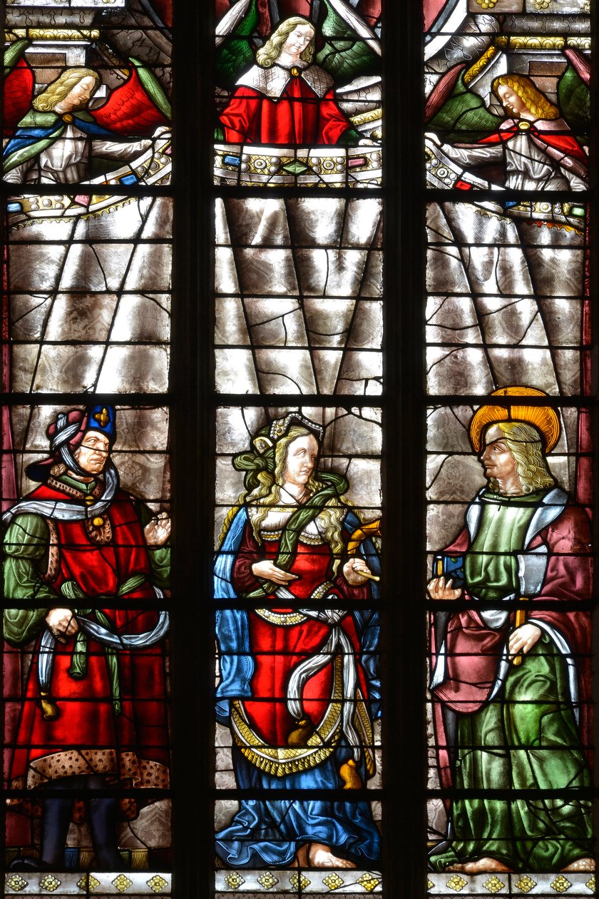 The prophet Daniel, Sibylle Cimmerienne and Saint Matthew the Evangelist - Stained glass of the chapel Saint Louis, Arnaud de Moles (1470-1520) completed in 1513 - Cathedrale Sainte Marie d