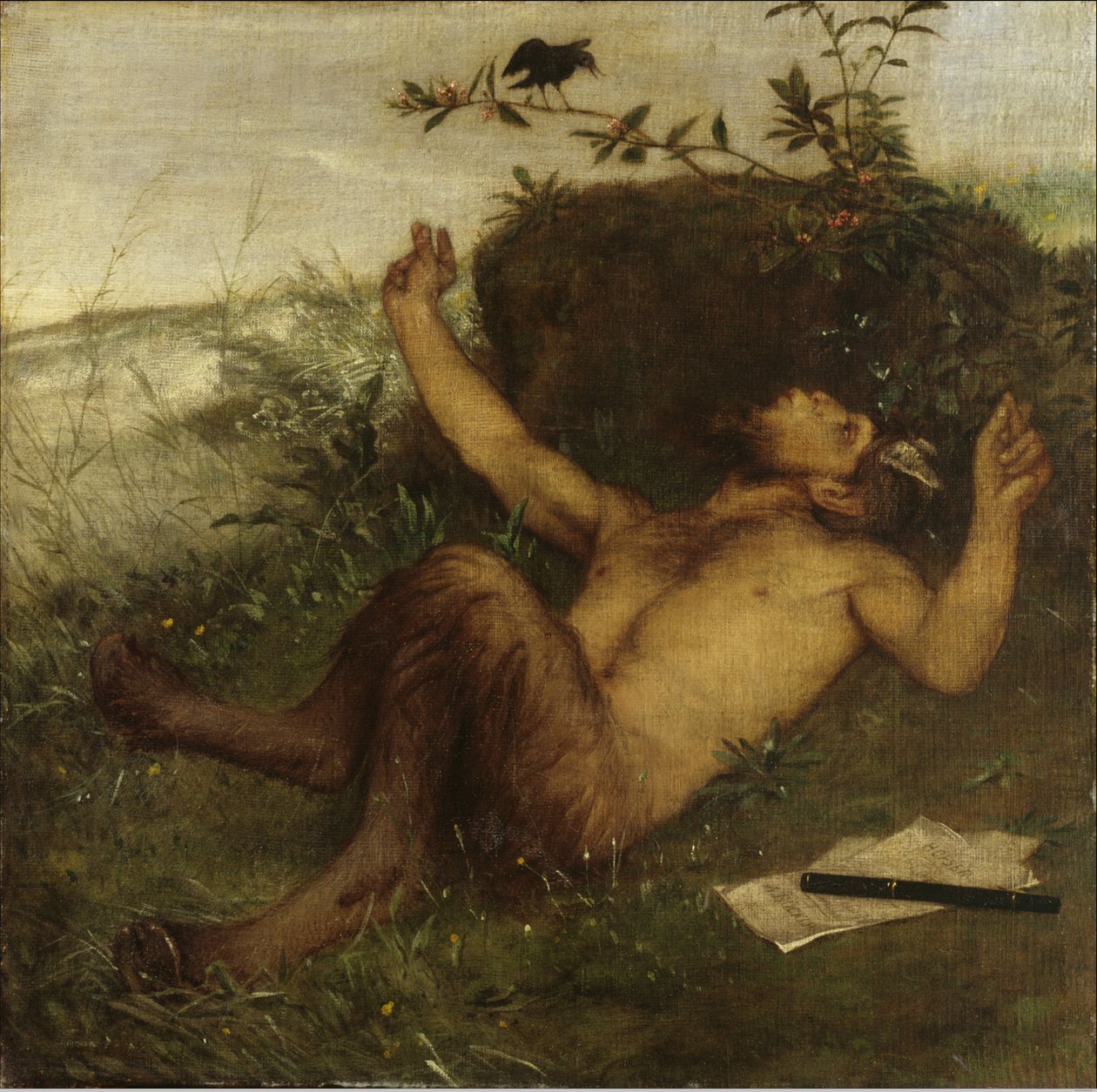 Faun plucking a blackbird by Arnold Böcklin