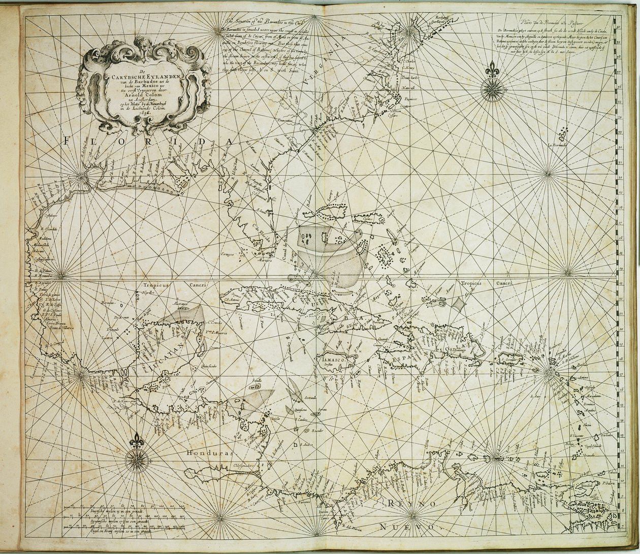 The Carybsche Eylanden of Barbados to the bend of Mexico by Arnold & Colom Jacob Aertsz (1600-73) Colom