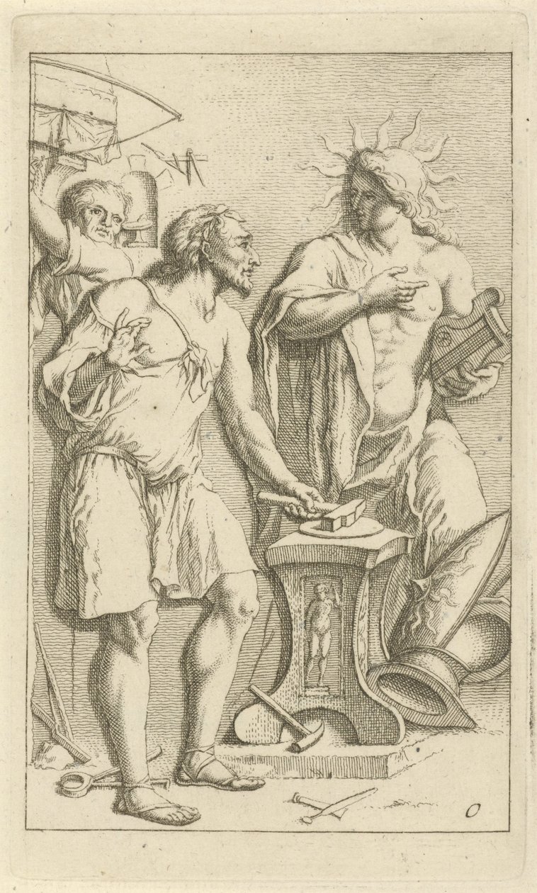 Apollo in the Forge of Vulcan (Scene of Emblems Opened for the Service of Painters, Sculptors, etc. series) by Arnold Houbraken