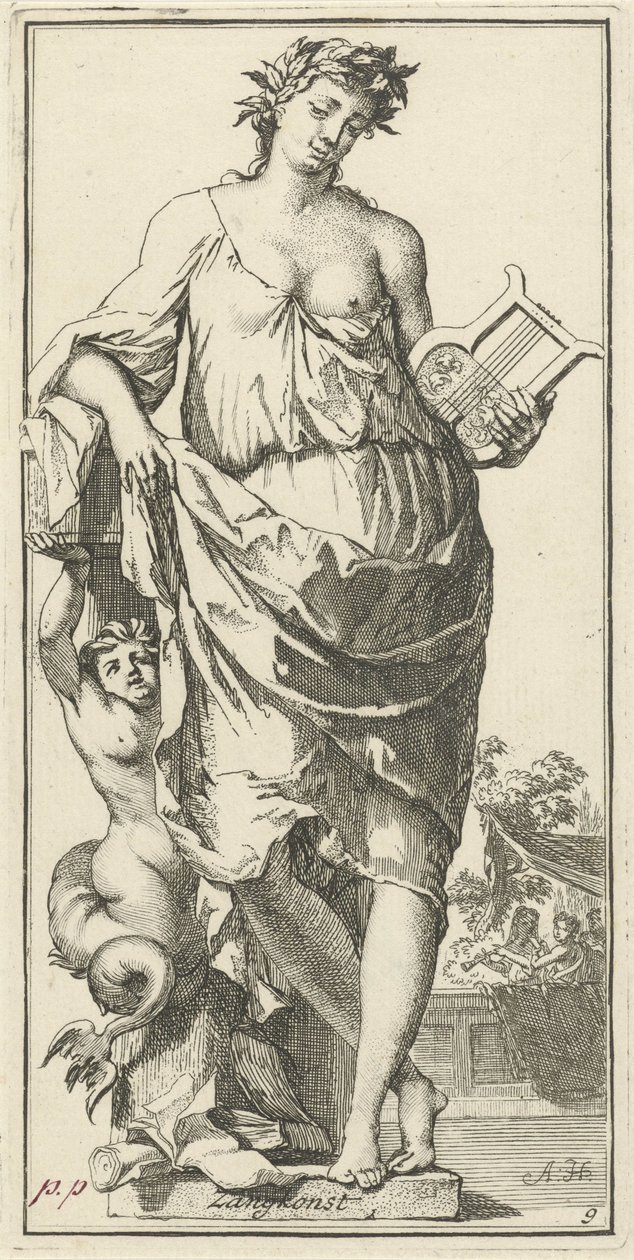 Personification of the Art of Singing (Series: Forty-One Various Emblems) by Arnold Houbraken