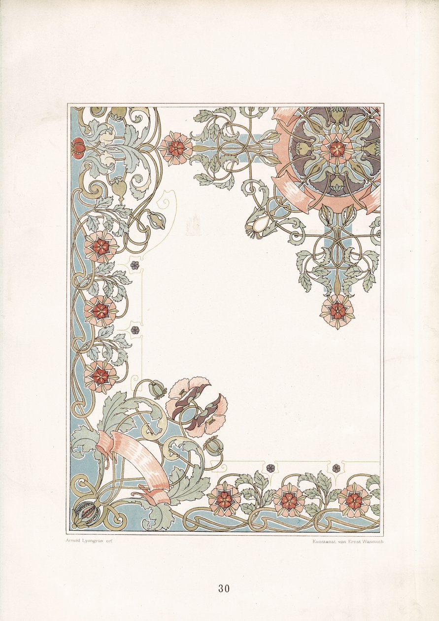 Art Nouveau Poppy Border Ornament by Arnold Lyongrün