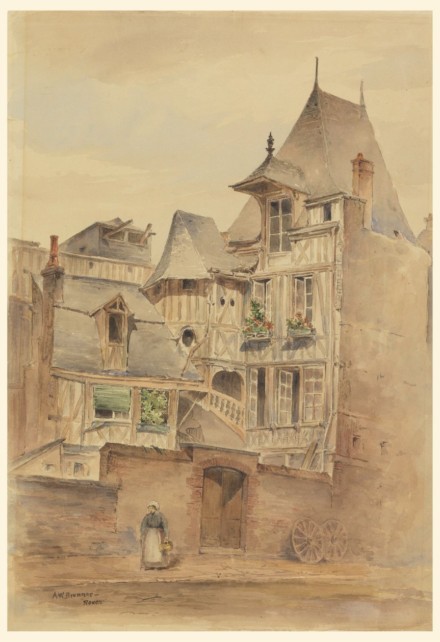 Street Scene with Medieval Houses, ca. 1885 by Arnold William Brunner