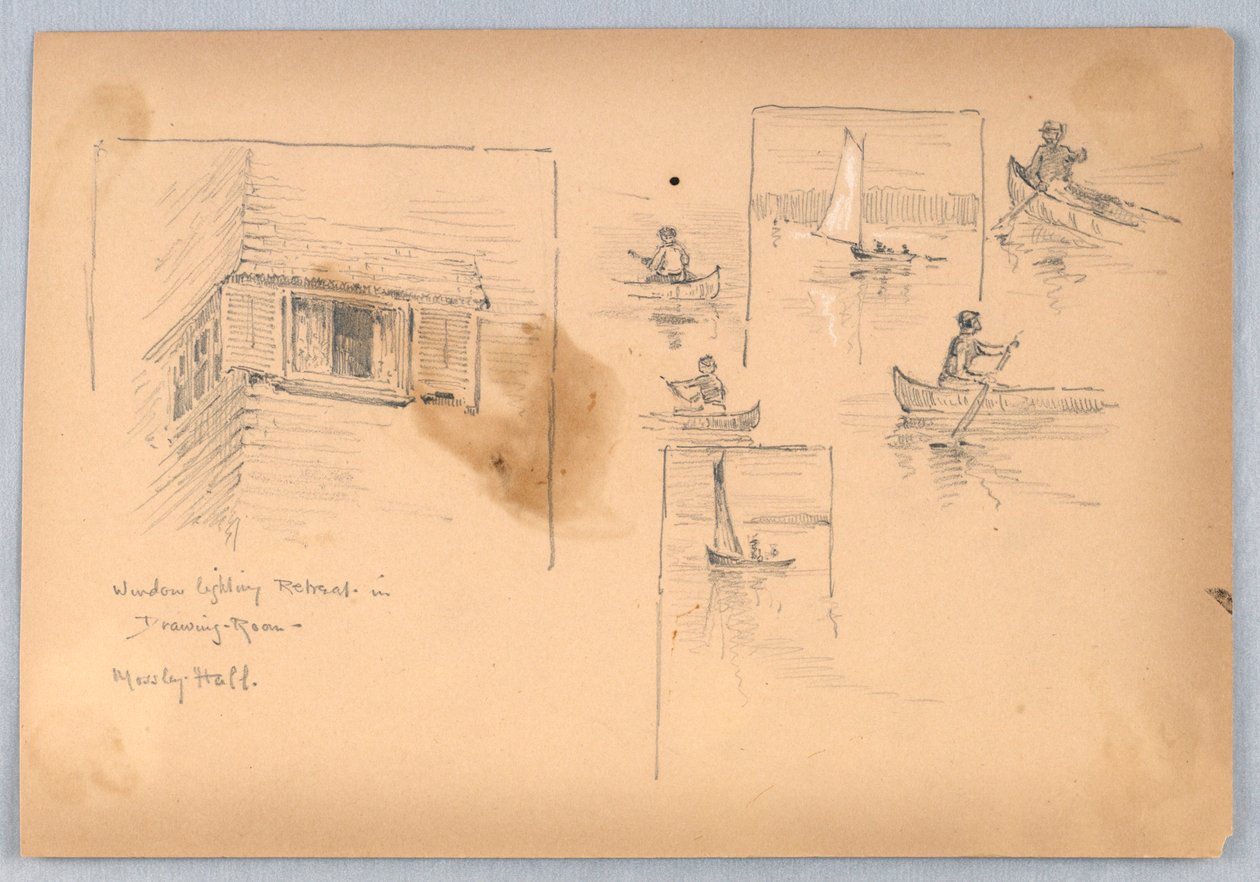 Sketch of People Canoeing and Window by Arnold William Brunner