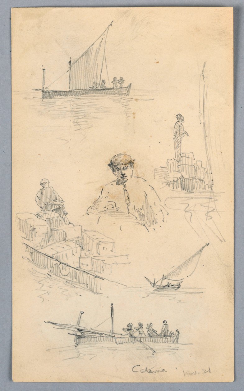Sketches in the Harbor of Catania by Arnold William Brunner