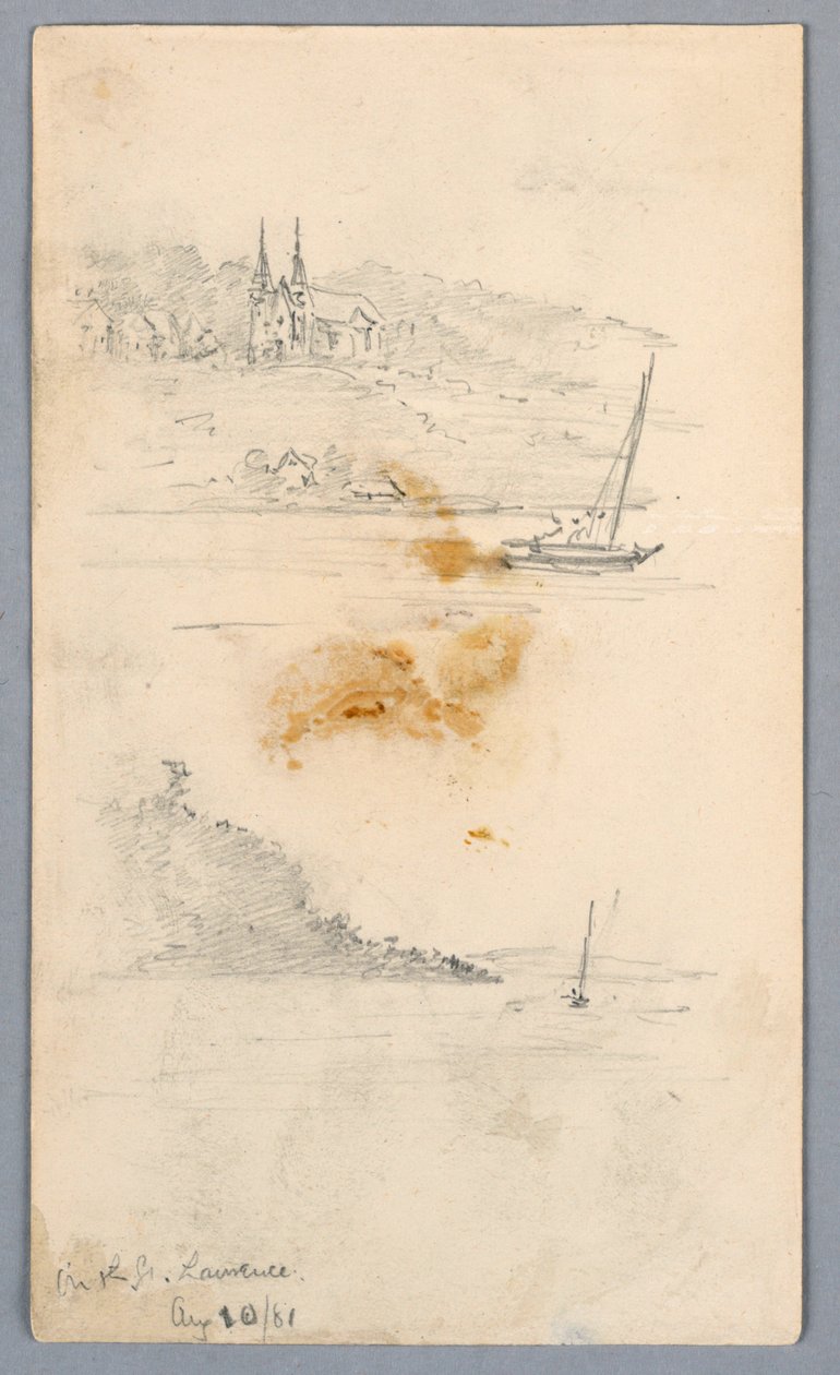 Two Sketches of Sailboats at St. Lawrence by Arnold William Brunner