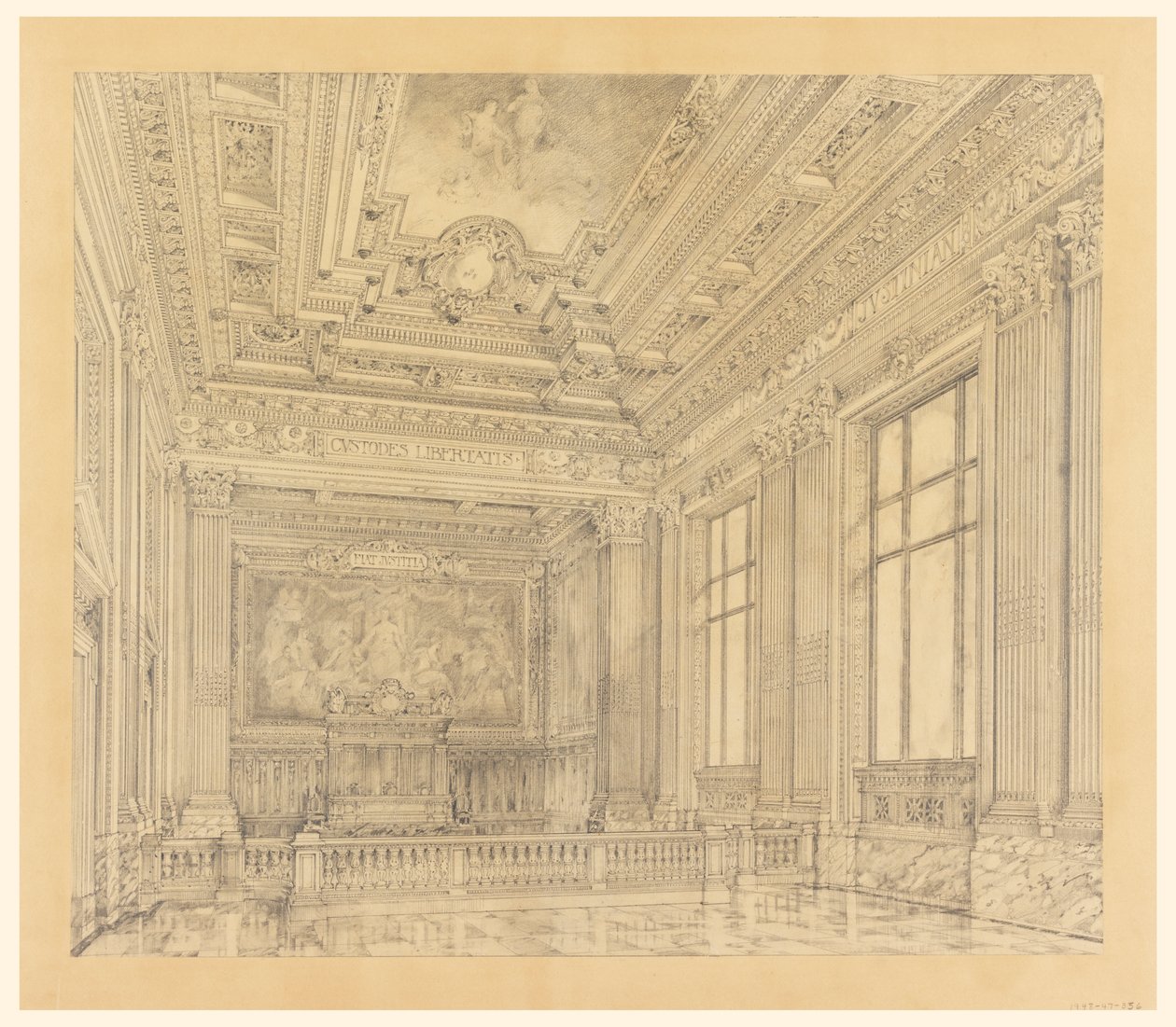 View of Court Room, Federal Building, Cleveland, OH by Arnold William Brunner