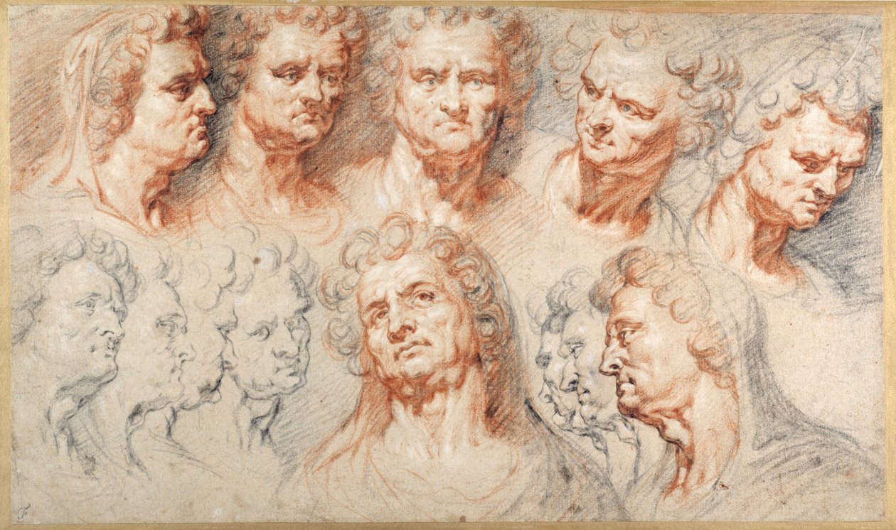 Thirteen studies based on a Roman imperial head by Arnold or Artus the Elder Quellin I