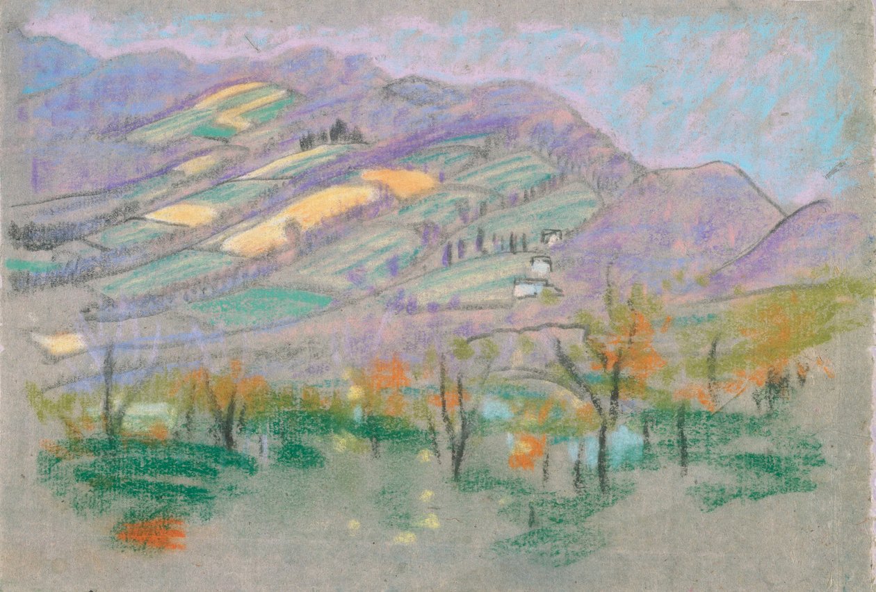 Landscape with Purple Mountains from A.B. Davies book, edition -50, 50 by Arthur Bowen Davies