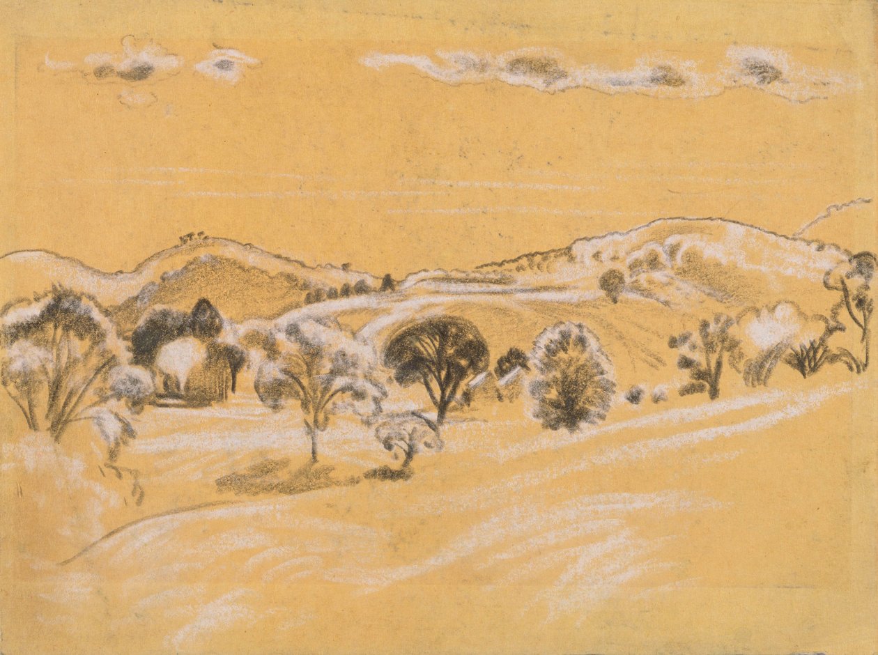 White and Black Chalk Landscape from A.B. Davies book, edition -38, 50 by Arthur Bowen Davies