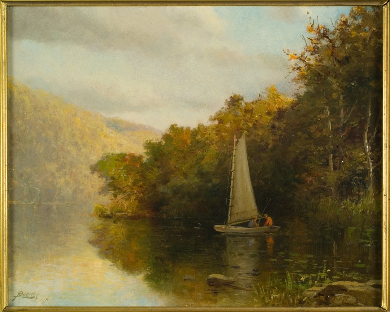 Sailboat on river, c.1875 by Arthur Quartley
