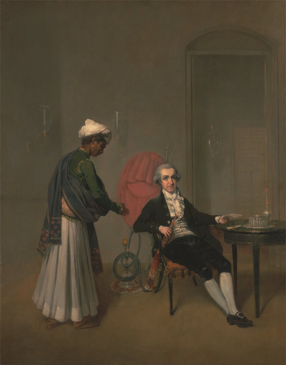 Portrait of a Gentleman, Possibly William Hickey, and an Indian Servant by Arthur Devis