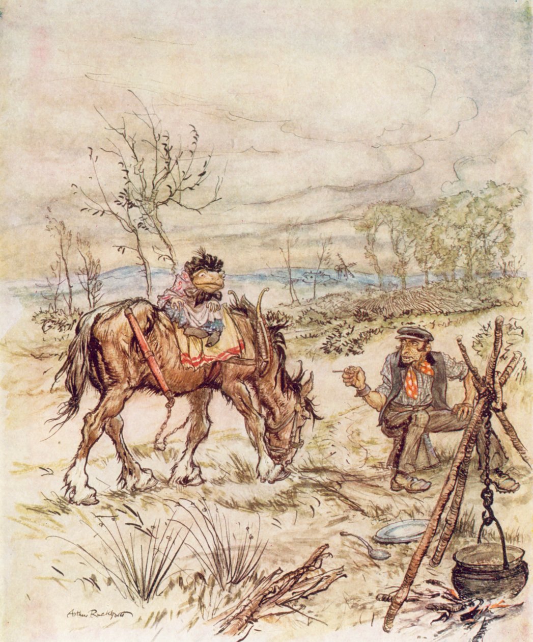 Illustration for The Wind in the Willows by Kenneth Grahame by Arthur (after) Rackham