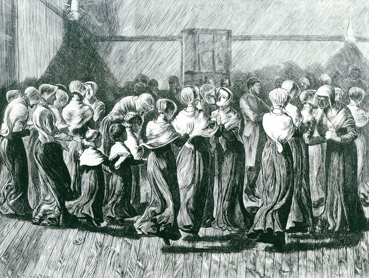 Shakers at a Meeting: the Religious Dance (illustration from The Graphic, published 14th May 1870) by Arthur Boyd Houghton