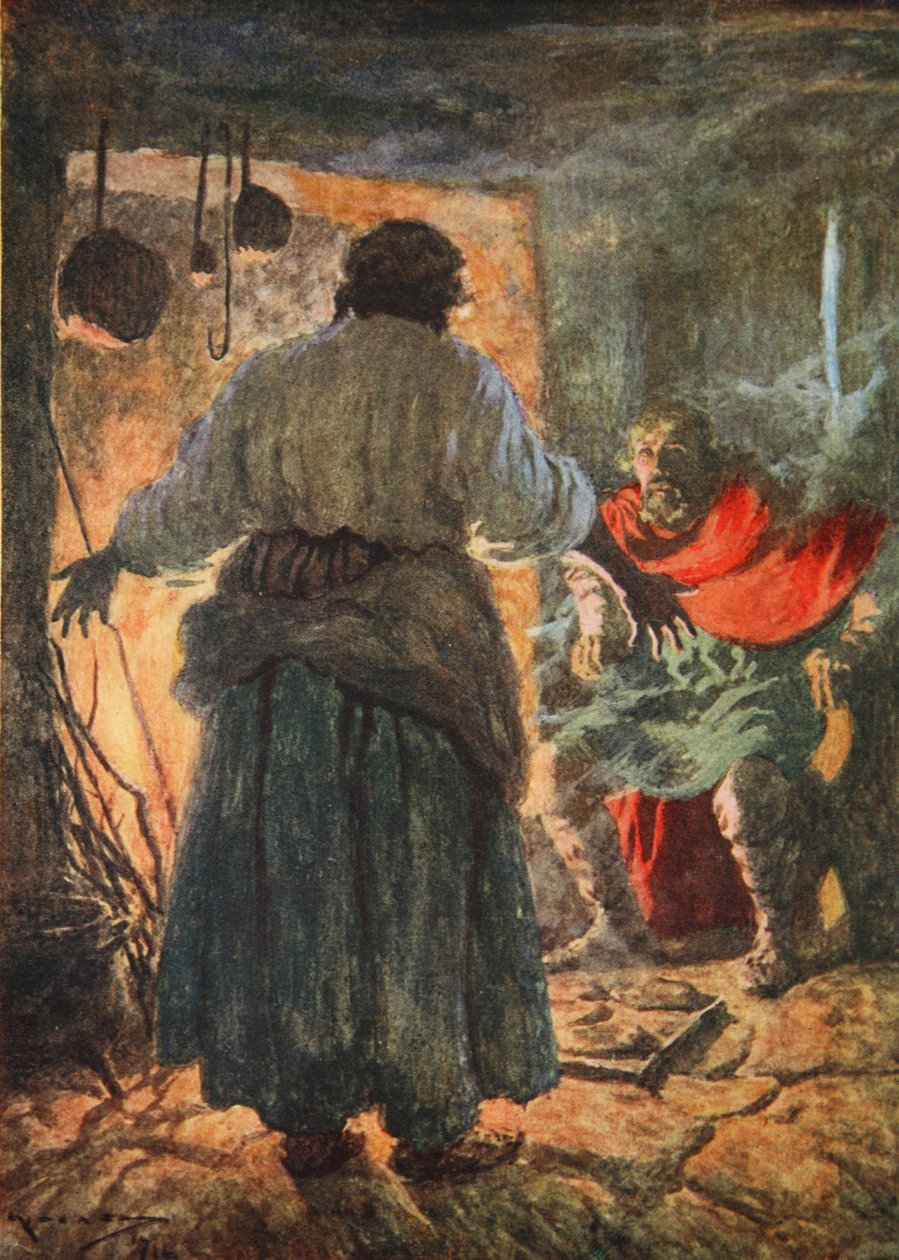 Alfred Being Scolded for Burning the Cakes by Arthur C. (after) Michael