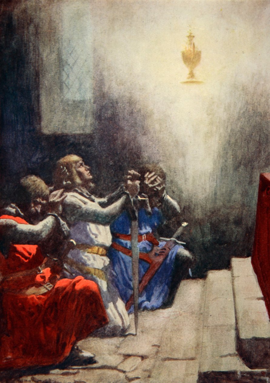 Galahad Alone Could See the Perfect Beauty of the Holy Grail, c.1925 by Arthur C. (after) Michael