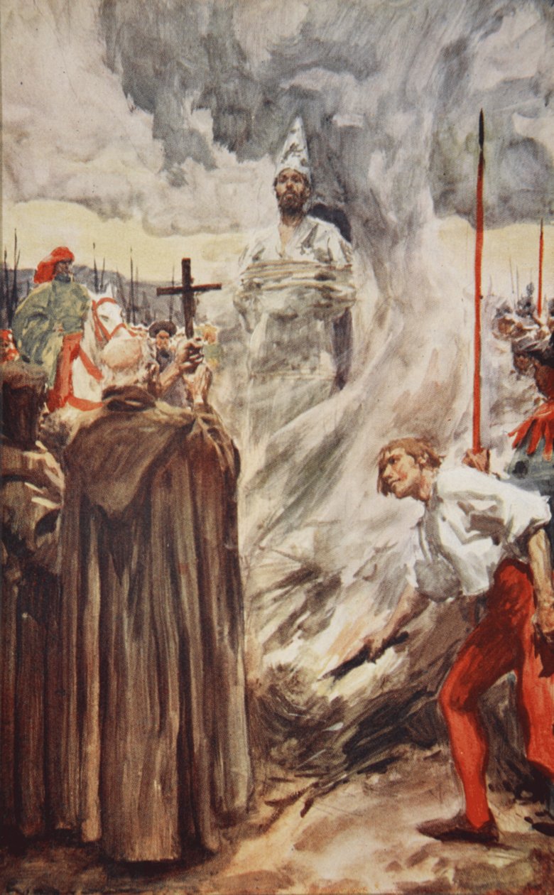 The burning of John Huss on July 6th 1415, illustration from 