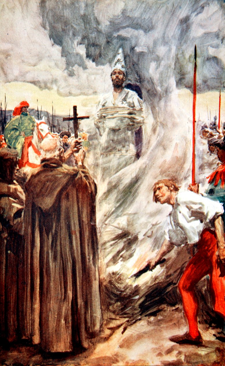 The burning of John Huss, 6 July 1415, 1913 by Arthur C Michael