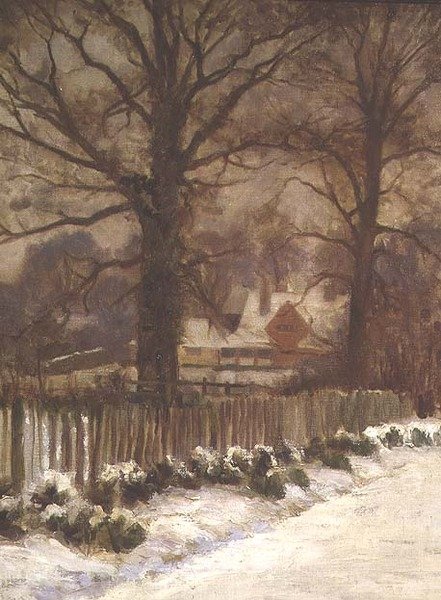 Elms in a Snowy Lane by Arthur Claude Cooke