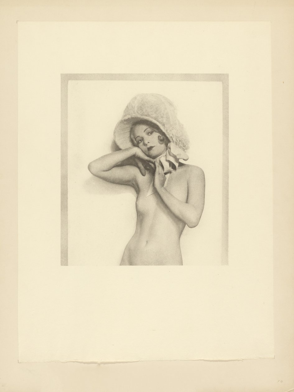 Female Nude Wearing Lace Bonnet by Arthur F. Kales
