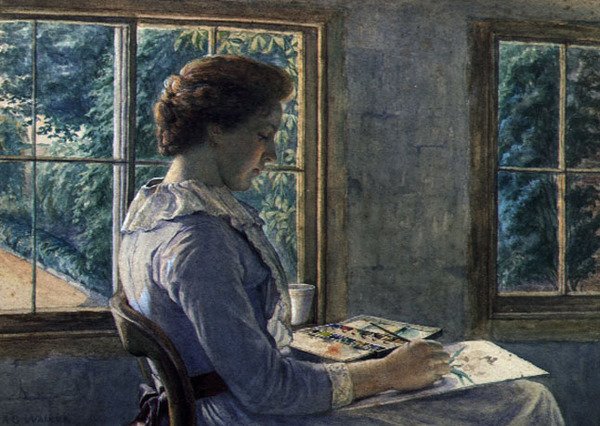 Woman Painting by Arthur George Walker