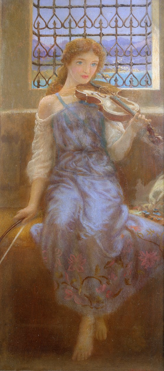 Girl with Violin by Arthur Hughes
