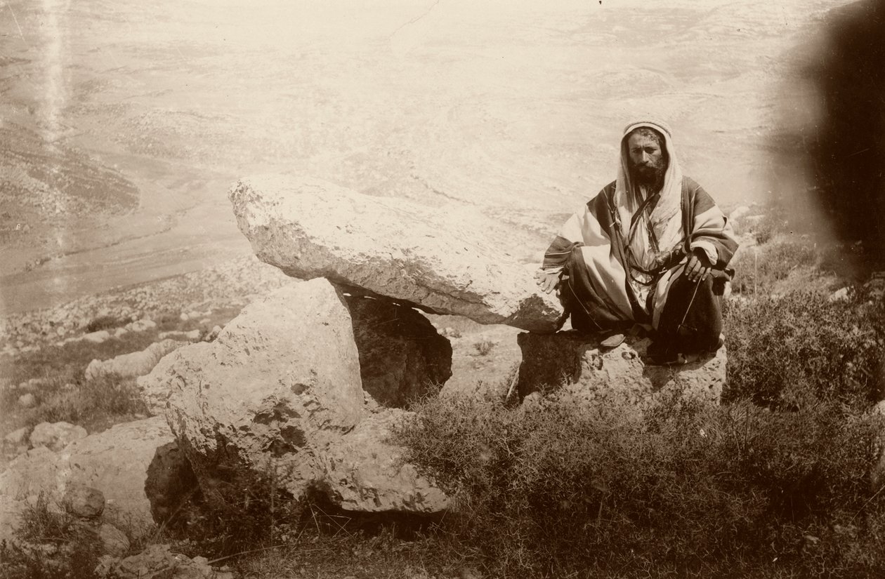 Dolmen and Man, West of Hesban, 1881 by Arthur M. Mantell