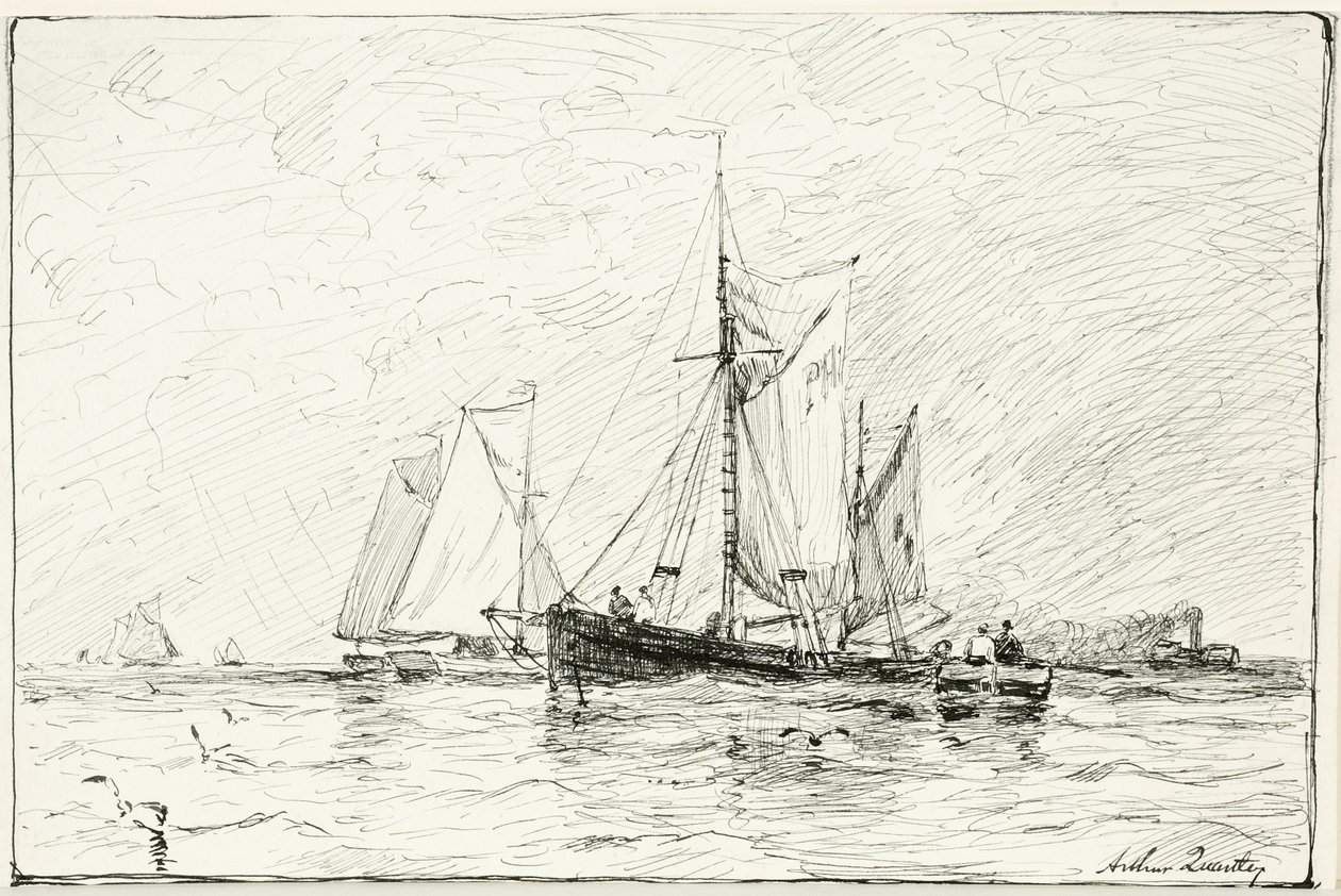 Trawlers Off Plymouth, England by Arthur Quartley