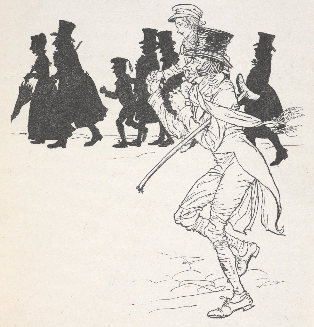 A boy being carried on a man