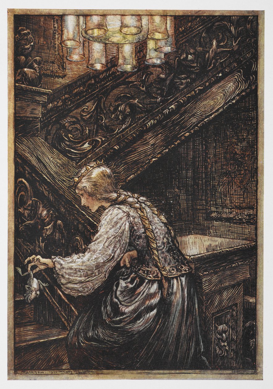 A Princess Carrying a Frog from The Frog Prince by Arthur Rackham