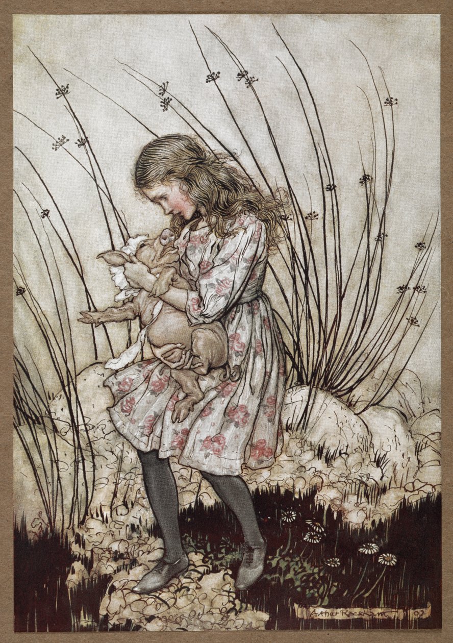 Alice and the pig dressed as a baby by Arthur Rackham