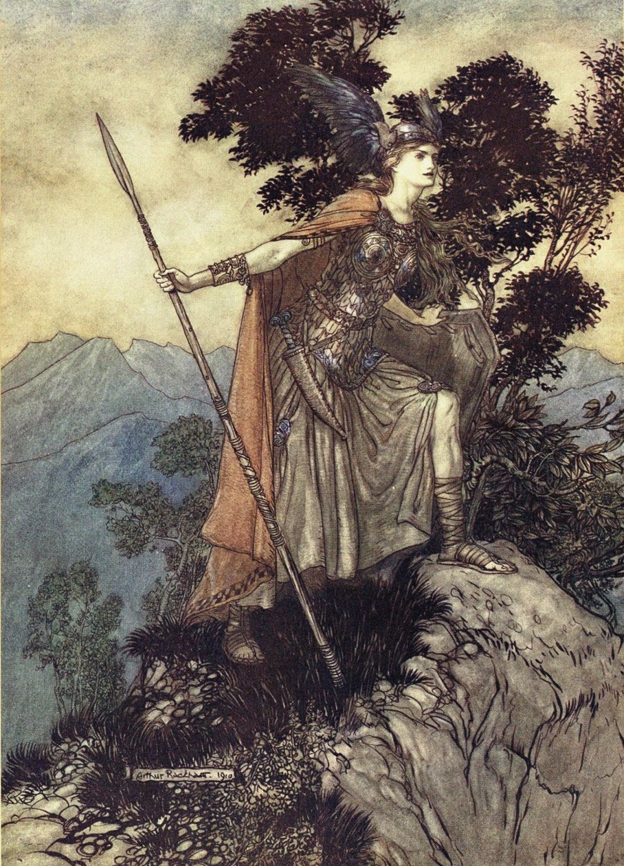Brunhilde. Illustration for The Rhinegold and The Valkyrie by Richard Wagner, 1910 by Arthur Rackham