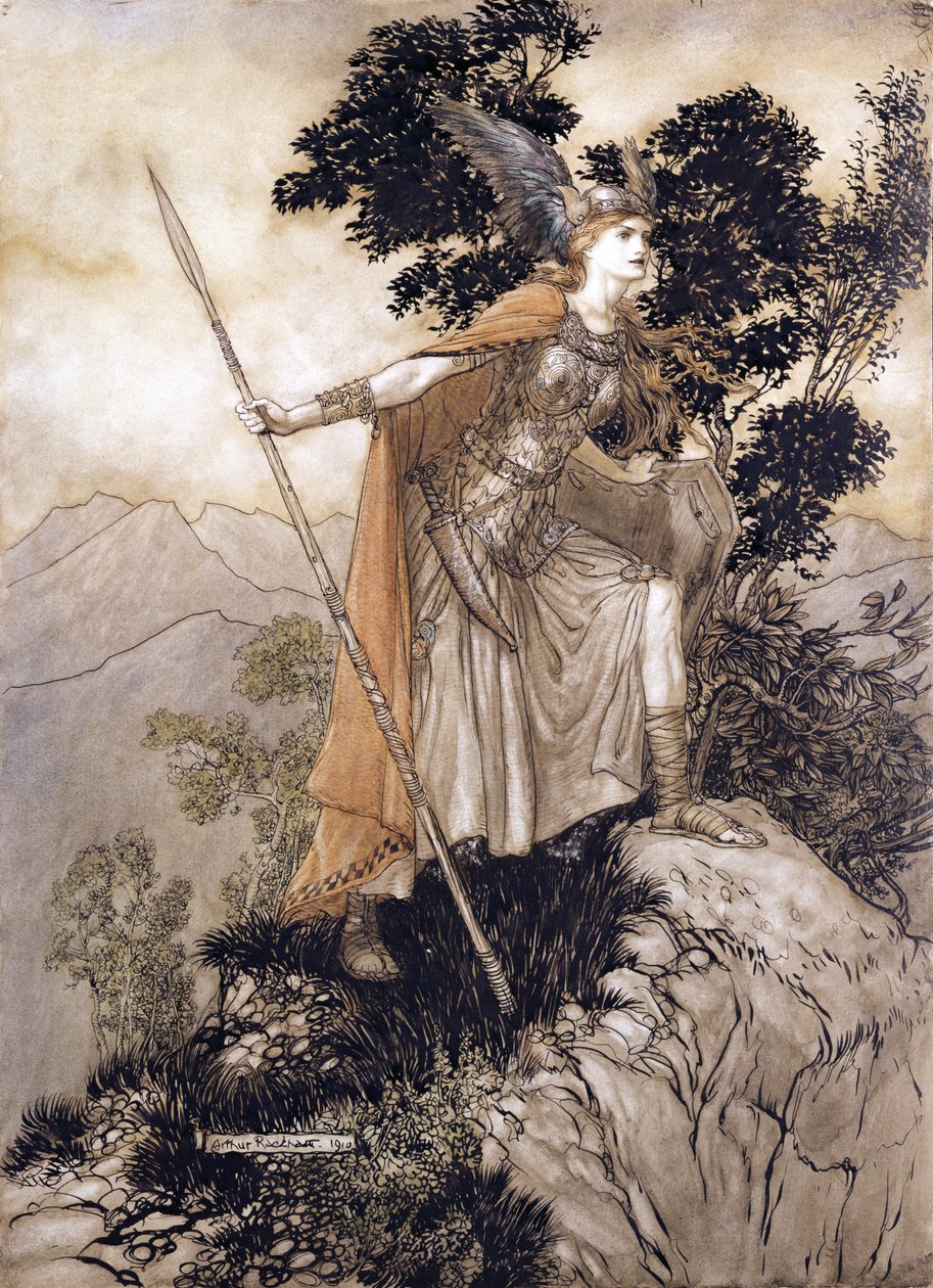 Brunhilde, illustration from The Rhinegold and the Valkyrie by Richard Wagner, 1910 by Arthur Rackham