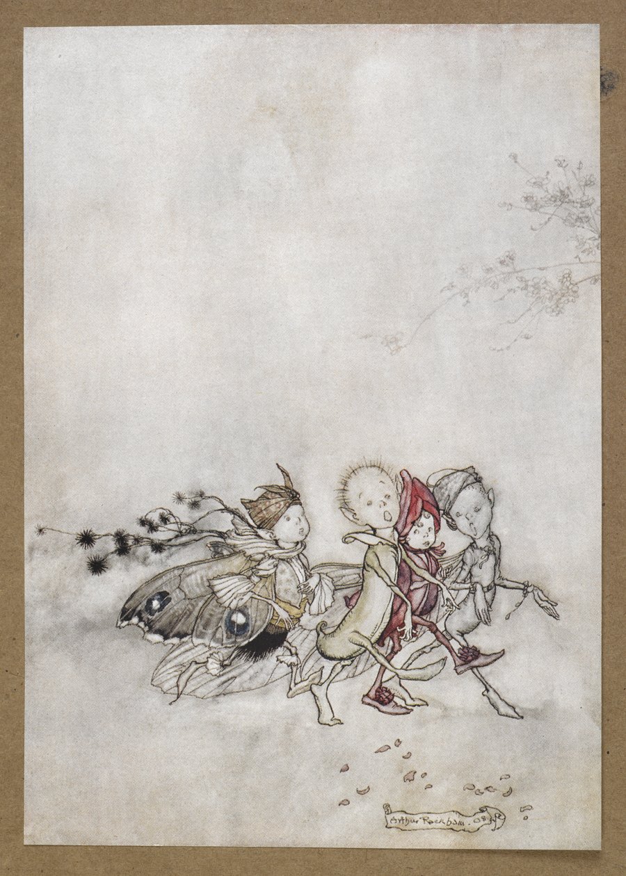 Enter Peaceblossom, Cobweb, Moth and Mustardseed. A scene from 
