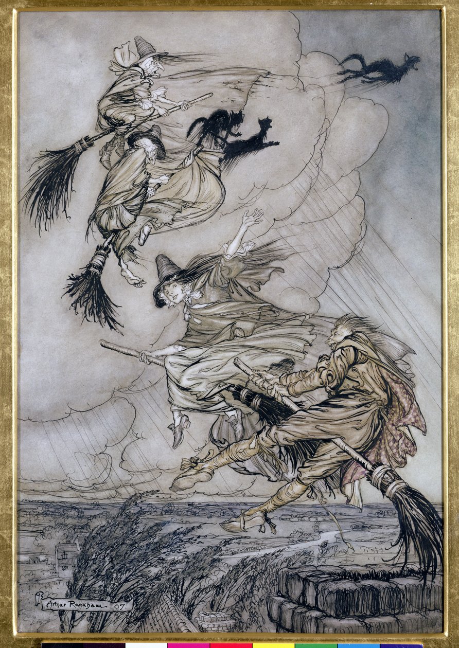 Hey! Up the Chimney Lass! Hey After you!, illustration in The Ingoldsby Legends of Mirth and Marvels, 1907 by Arthur Rackham