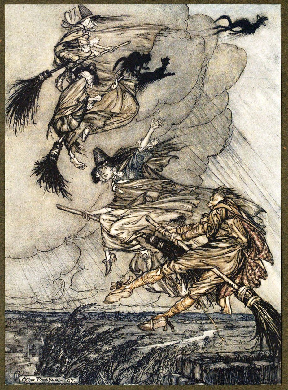 Hey! Up the Chimney, Lass! Hey, After You! by Arthur Rackham