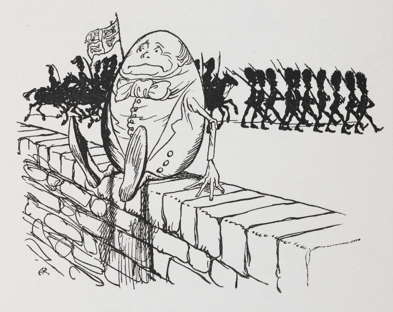 Humpty Dumpty sat on a wall by Arthur Rackham