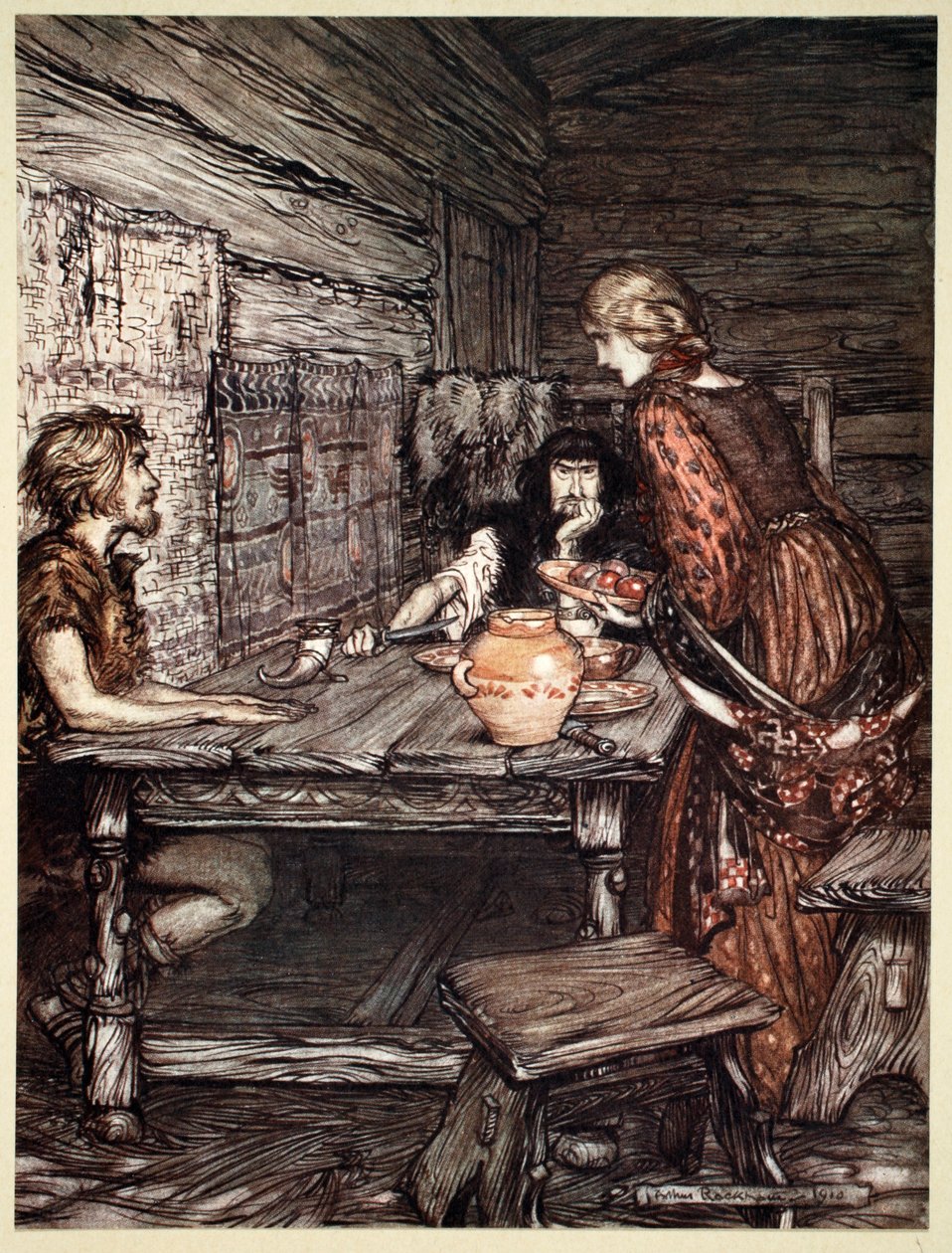 Hunding Discovers the Likeness Between Siegmund and Sieglunde by Arthur Rackham