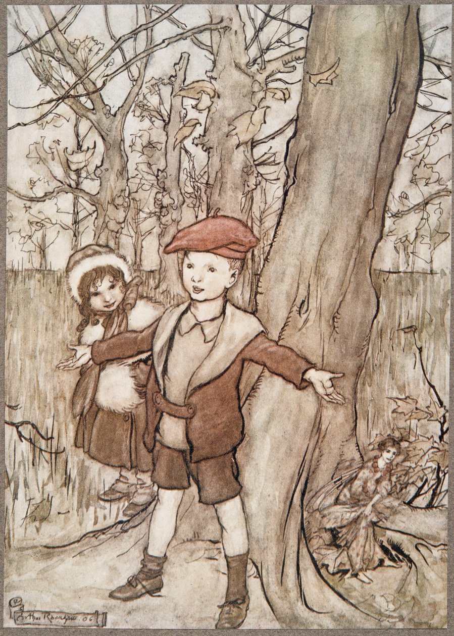 One day they were overheard by a fairy, from Peter Pan in Kensington Gardens by J.M. Barrie, pub. 1906 by Arthur Rackham