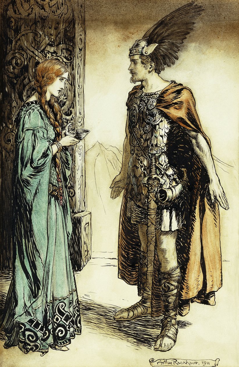 Siegfried Meets Gutrune: The Twilight of the Gods by Arthur Rackham